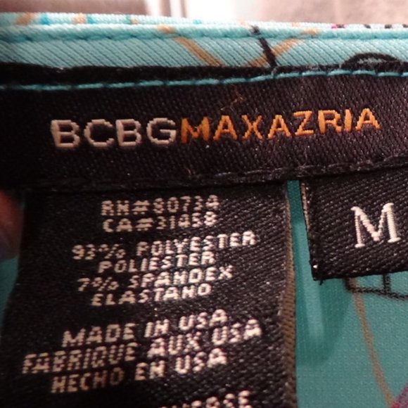 BCBGMaxAzria Fun Blue Wrap Dress with Modern Pattern M - Picture 2 of 11